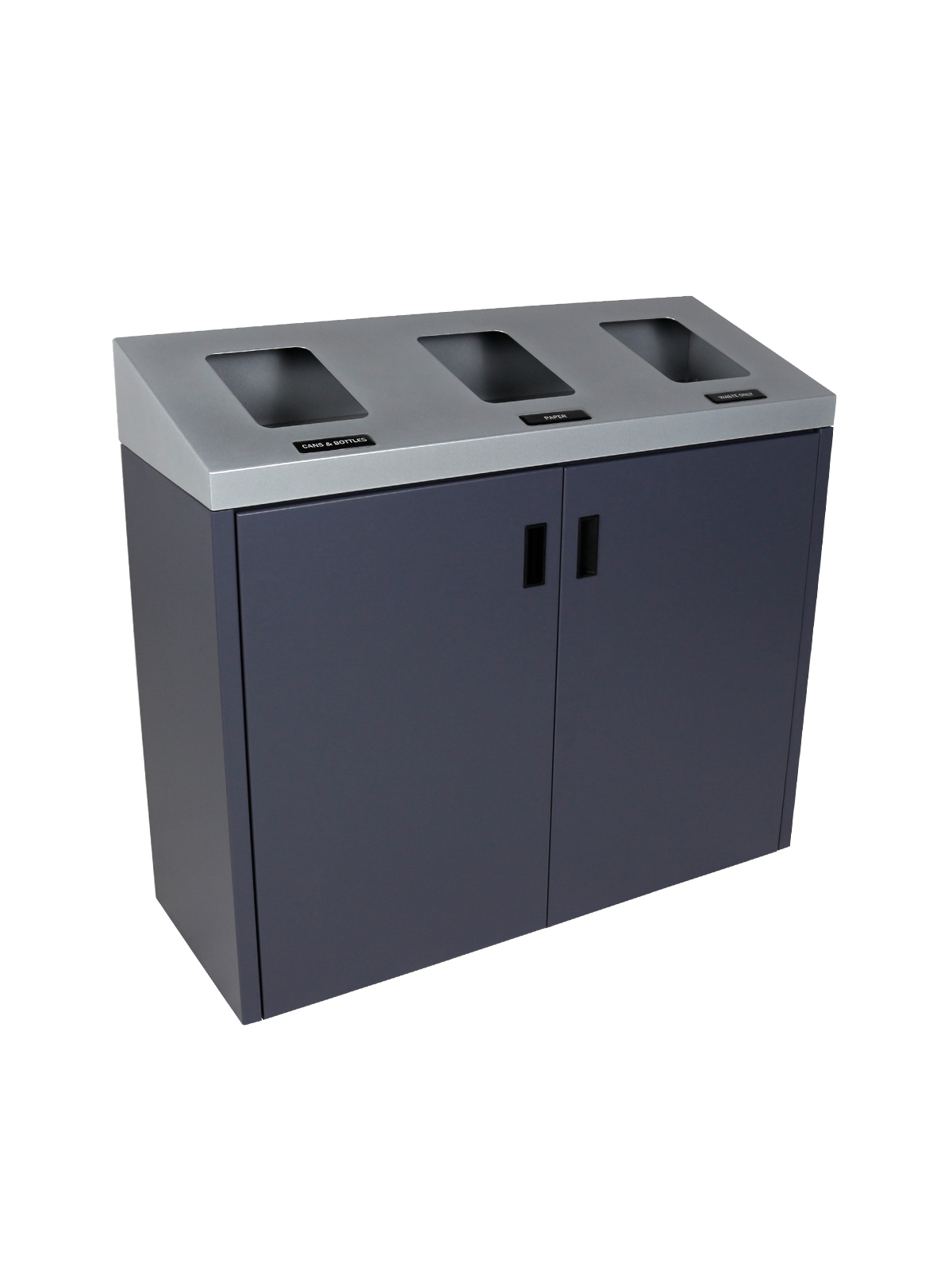 SUMMIT – Triple – Sl – Cans & Bottles-Paper-Waste – Full – Silver-Grey