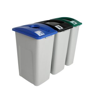 WASTE WATCHER - Triple - Kit - Xl - Mixed Recyclables-Organics-Waste - Mixed-Full - Grey-Blue-Green-Black