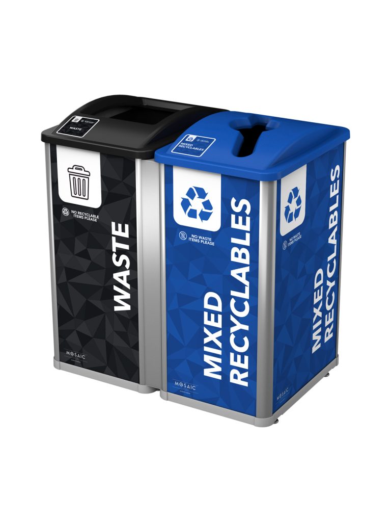 MOSAIC – Double – Kit – Waste-Recyclables – Full-Mixed – Silver-Black-Blue