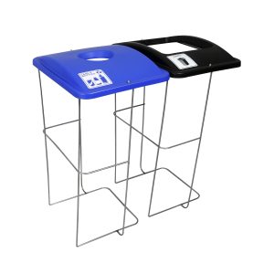 WIRE EVENT CONTAINER (2 Pack) - Double - Kit - Cans & Bottles-Waste - Circle-Full - Blue-Black