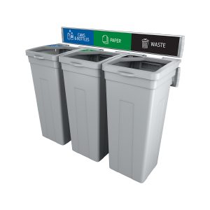 RISE - Triple - Kit - Cans & Bottles-Paper-Waste - Full-Full-Full - Grey-Grey-Grey