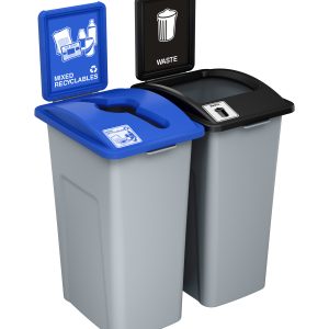 WASTE WATCHER - Double - Kit - Xl - Mixed Recyclables-Waste - Mixed-Full - Grey-Blue-Black