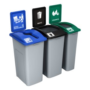 WASTE WATCHER - Triple - Kit - Xl - Mixed Recyclables-Waste-Organics - Mixed-Full - Grey-Blue-Black-Green