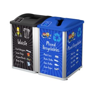 MOSAIC - Double - Junior - Waste-Mixed Recyclables - Full-Mixed - Silver-Black-Blue