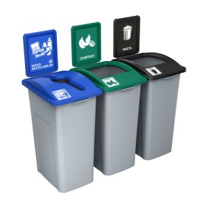 WASTE WATCHER - Triple - Kit - Xl - Mixed Recyclables-Compost-Waste - Mixed-Full - Grey-Blue-Green-Black