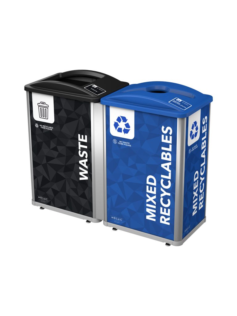 MOSAIC – Double – Kit – Waste-Recyclables – Full-Mixed – Silver-Black-Blue