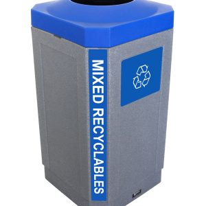 OCTO - Single - Kit - Indoor - Mixed Recyclables - Full - Greystone-Blue