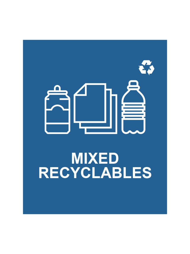 SPECTRUM – Cube Slim Sign – Mixed Recyclables – Blue-White