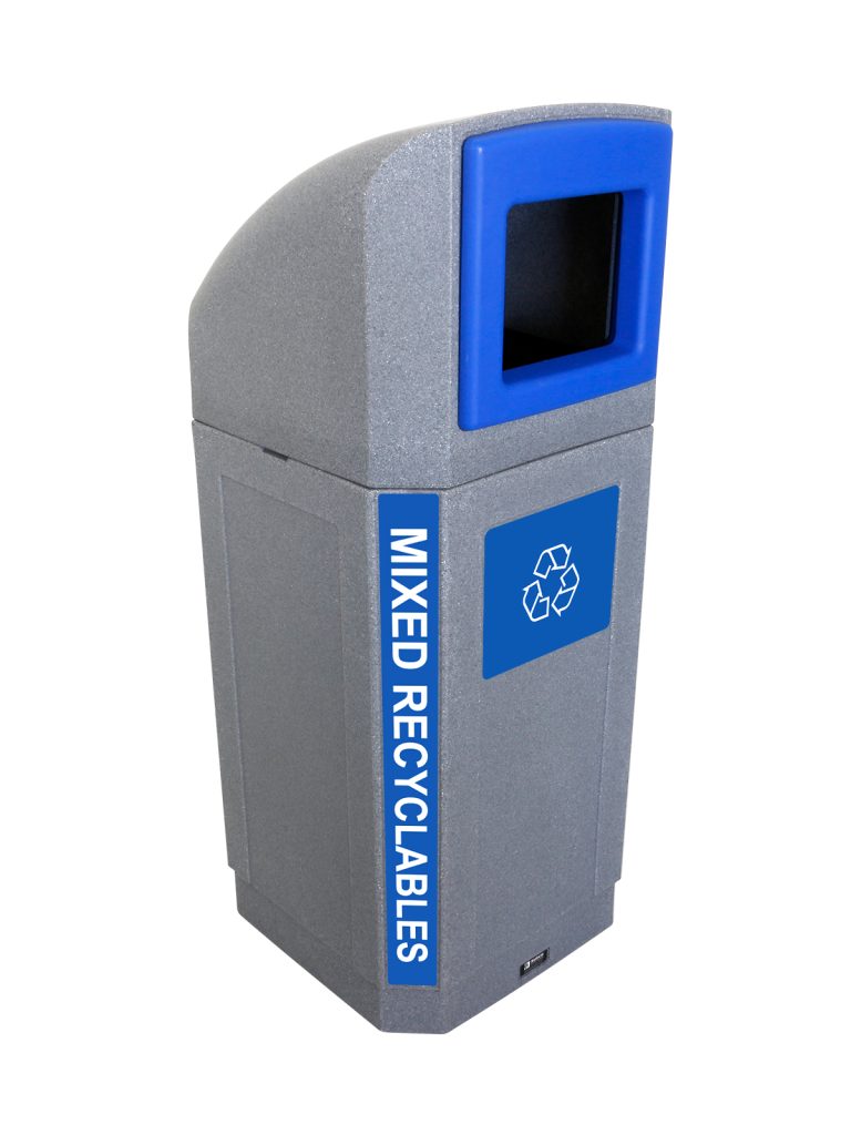 OCTO – Single – Kit – Outdoor – Mixed Recyclables – Full – Greystone-Blue