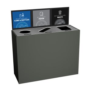 ARISTATA - Triple - Kit - Cans & Bottles-Paper-Waste - Circle-Slot-Full - Slate