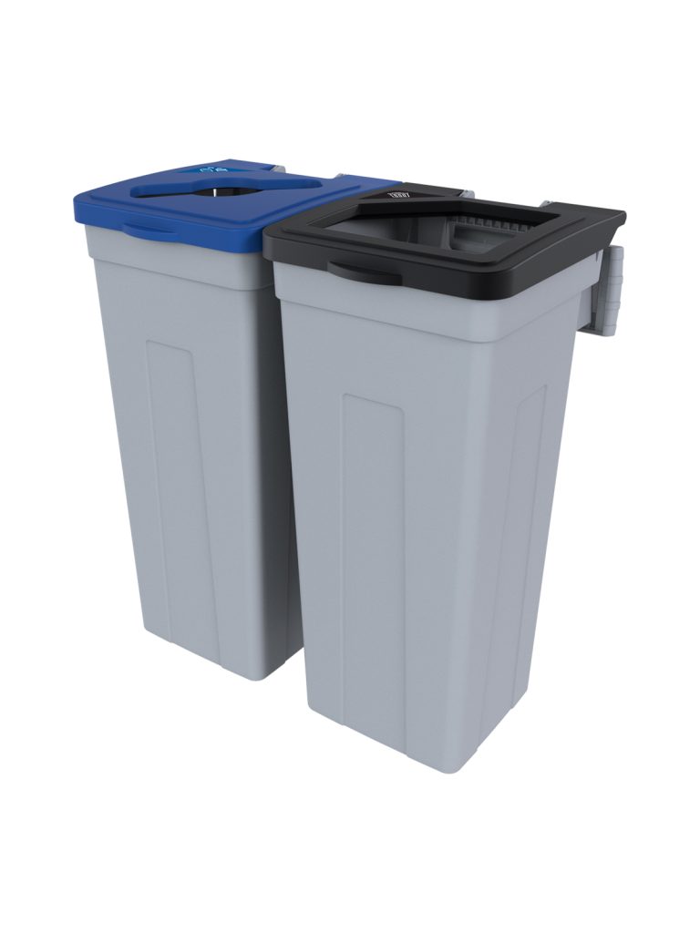 RISE – Double – Kit – Cans & Bottles-Waste – Mixed-Full – Grey-Blue-Black