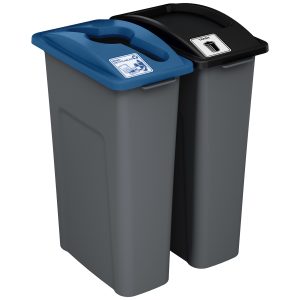 WASTE WATCHER - Double - Kit - Mixed Recyclables-Trash - Mixed-Full - Grey PCR-Blue PCR-Black PCR