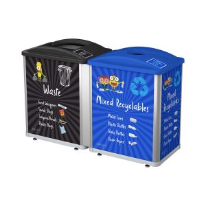 MOSAIC - Double - Junior - Waste-Mixed Recyclables - Full-Mixed - Silver-Black-Blue