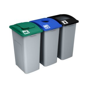 WASTE WATCHER - Triple - Kit - Xl - Organics-Cans & Bottles-Landfill - Solid Lift-Circle-Full - Grey-Green-Blue-Black