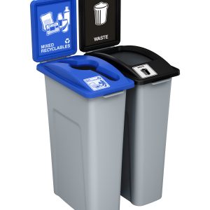WASTE WATCHER - Double - Kit - Mixed Recyclables-Waste - Mixed-Full - Grey-Blue-Black
