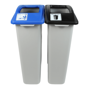 WASTE WATCHER - Double - Kit - Mixed Recyclables-Waste - Full-Full - Grey-Blue-Black