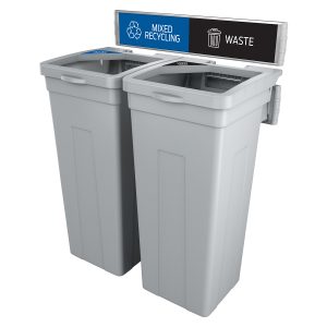 RISE - Double - Kit - Mixed Recycling-Waste - Full-Full - Grey-Grey