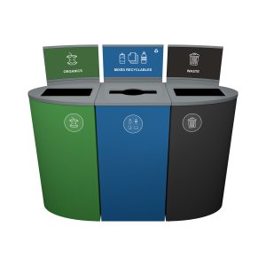 SPECTRUM - Triple - Kit - Organics-Mixed Recyclables-Waste - Full-Mixed-Full - Dark Green-Blue-Black