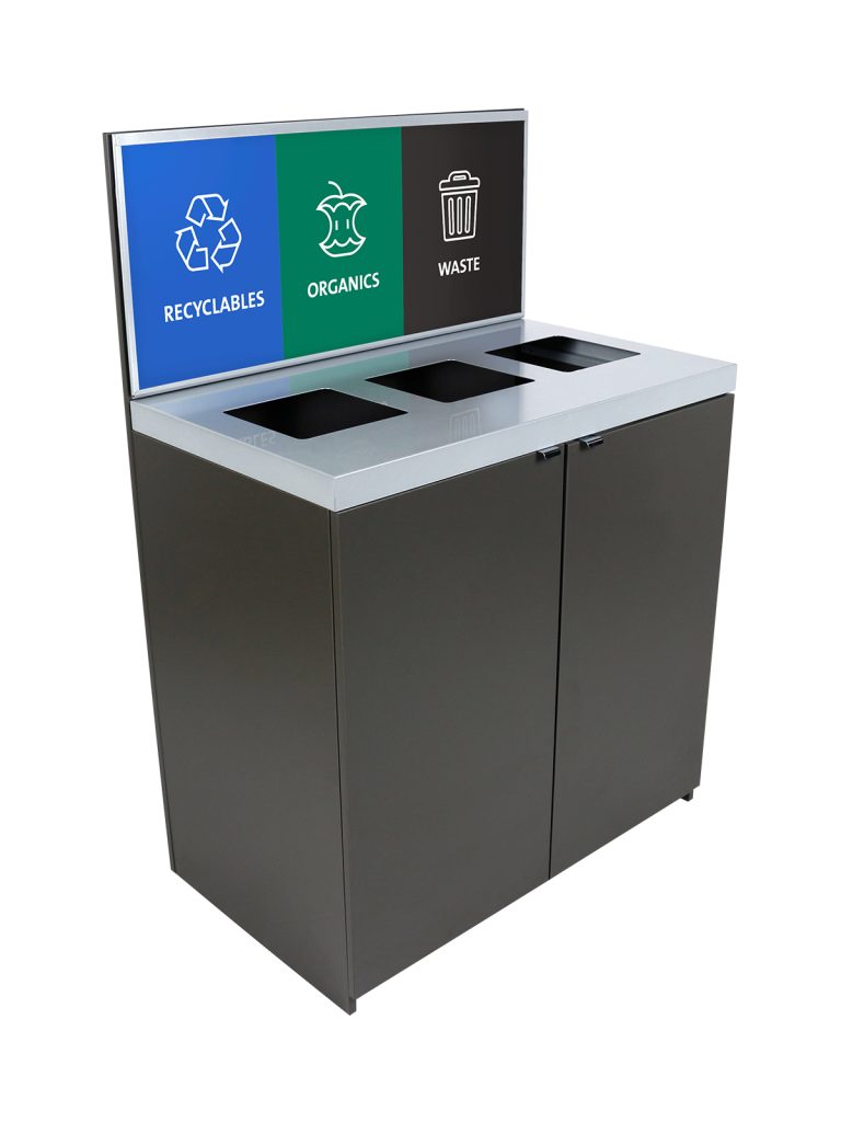 SESSANTA – Triple – Recyclables-Organics-Waste – Full Openings – Slate