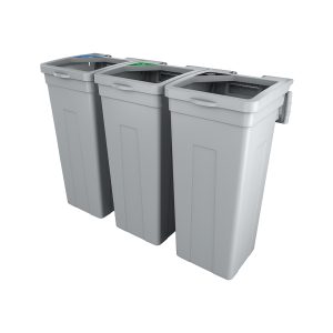 RISE - Triple - Kit - Cans & Bottles-Paper-Waste - Full-Full-Full - Grey-Grey-Grey