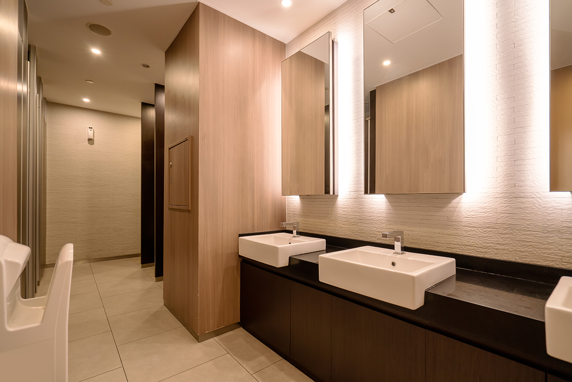 Hotel bathroom with modern architectural style