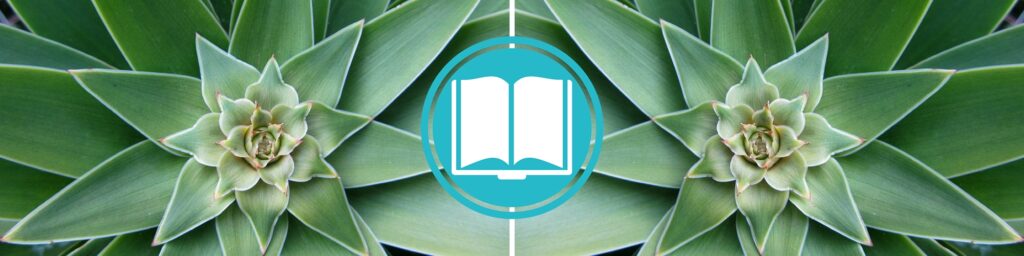 book sign with plants background