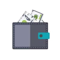 Wallet with money icon