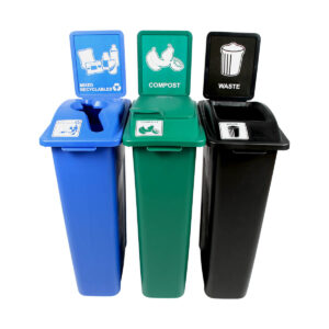 WASTE WATCHER - Triple - Kit - Mixed Recyclables-Compost-Waste - Mixed-Solid Lift-Full - Blue-Green-Black