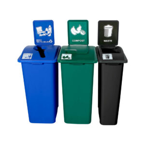WASTE WATCHER - Triple - Kit - Xl - Mixed Recyclables-Compost-Waste - Mixed-Solid Lift-Full - Blue-Green-Black