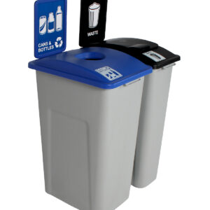 WASTE WATCHER - Double - Kit - Cans & Bottles-Waste - Circle-Solid Lift - Grey-Blue-Black