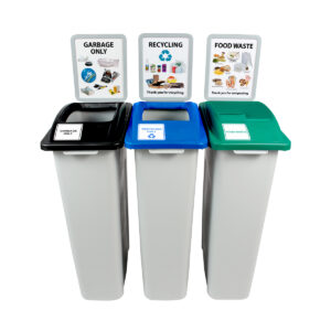 WASTE WATCHER [CU16-001801] - Triple - Kit - Associations Only - Garbage Only-Recycling-Food Waste - Full-Full-Solid Lift - Grey-Black-Blue-Green