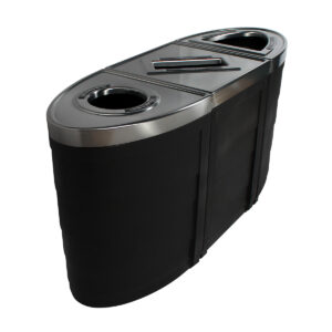 EVOLVE - Triple - Cans & Bottles-Paper-Landfill - Circle-Slot-Full - Black