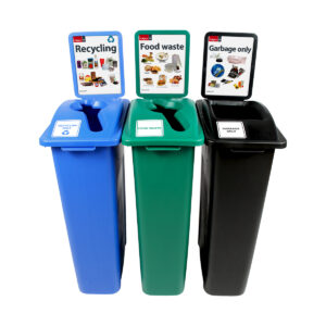 WASTE WATCHER [CU16-001801] - Triple - Kit - Garbage Only-Recycling-Food Waste - Mixed-Mixed-Full - Blue-Green-Black