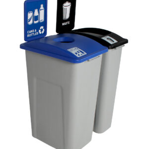 WASTE WATCHER - Double - Kit - Cans & Bottles-Waste - Circle-Full - Grey-Blue-Black