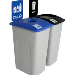 WASTE WATCHER - Double - Kit - Cans & Bottles-Waste - Circle-Full - Grey-Blue-Black