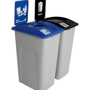 WASTE WATCHER - Double - Kit - Mixed Recyclables-Waste - Mixed-Full - Grey-Blue-Black