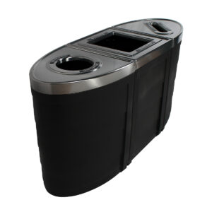 EVOLVE - Triple - Kit - Cans & Bottles-Waste-Paper - Circle-Full-Slot - Black
