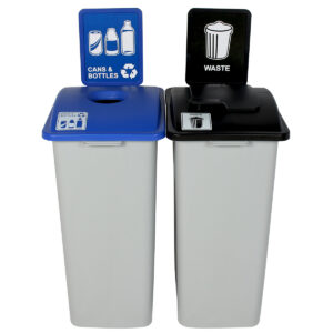 WASTE WATCHER - Double - Kit - Cans & Bottles-Waste - Circle-Solid Lift - Grey-Blue-Black