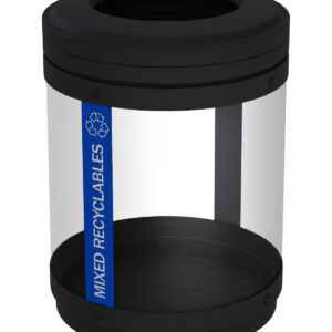VISTABIN - Single - Unit - Clear - Mixed Recyclables - Full - Black