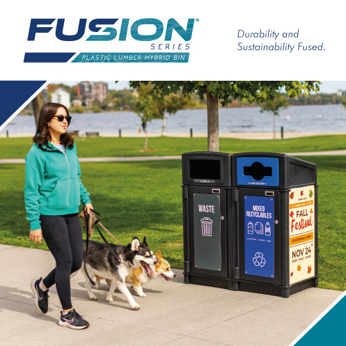 outdoor waste station Fusion in park setting