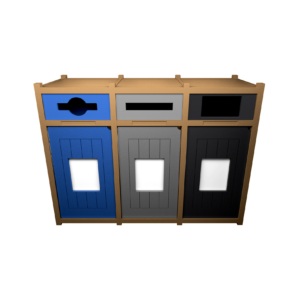 VISION - Triple - Unit - Mixed-Slot-Rectangle - Cedar-Blue-Grey-Black