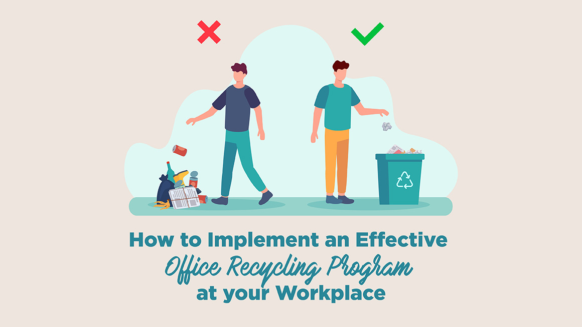 Cartoon image of someone deciding where to put waste